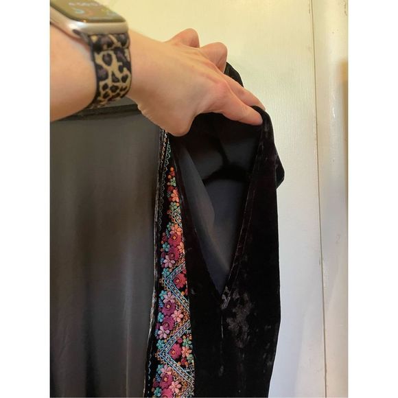 Andrée by Unit Boho Velvet Embroidered Kimono Cardigan in Black - Size m/l - Picture 10 of 13